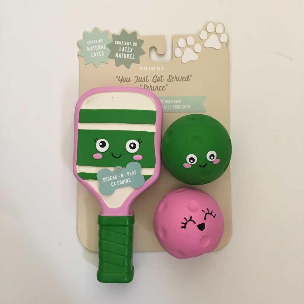 Dog Toys Latex Squeakers Pickle Ball Theme “You’ve Been Served” NEW | Fringe